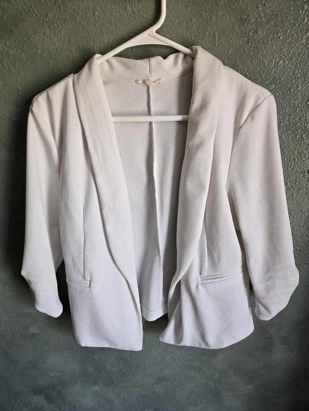 Maurices - White - Blazer Suit Jacket - 3/4 Sleeve  Cropped Short - Women's L